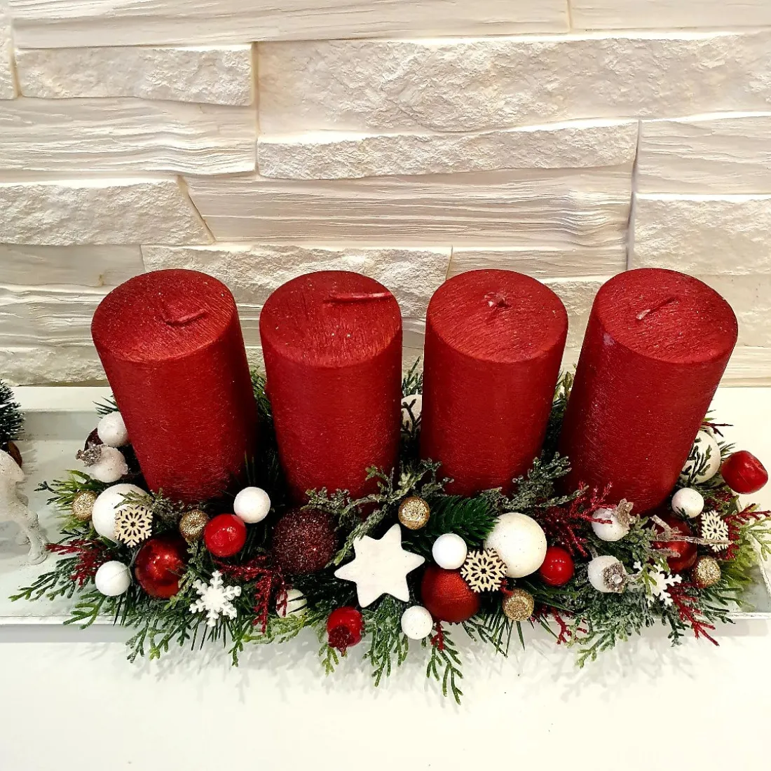 Adventní věnec - štola červená, 44 cm