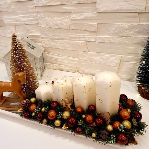 Adventný veniec - štóla hnedá, 39 cm