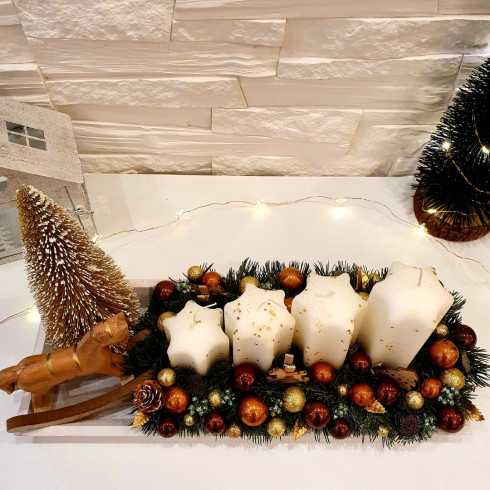 Adventný veniec - štóla hnedá, 39 cm