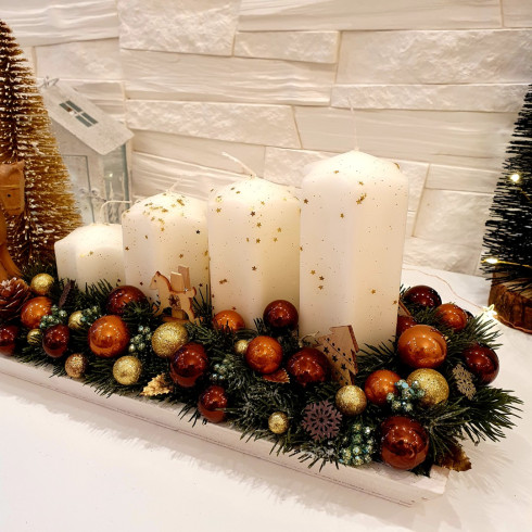 Adventný veniec - štóla hnedá, 39 cm