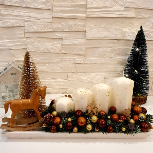 Adventný veniec - štóla hnedá, 39 cm