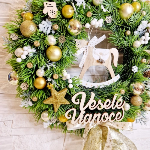 Adventní věnec - XL 45 cm, zlatý