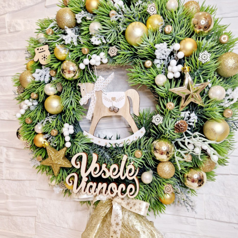 Adventní věnec - XL 45 cm, zlatý