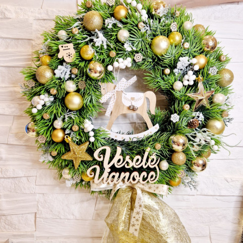 Adventní věnec - XL 45 cm, zlatý