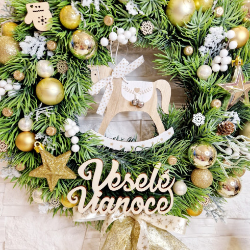 Adventní věnec - XL 45 cm, zlatý