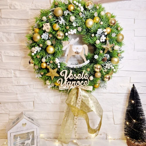 Adventní věnec - XL 45 cm, zlatý