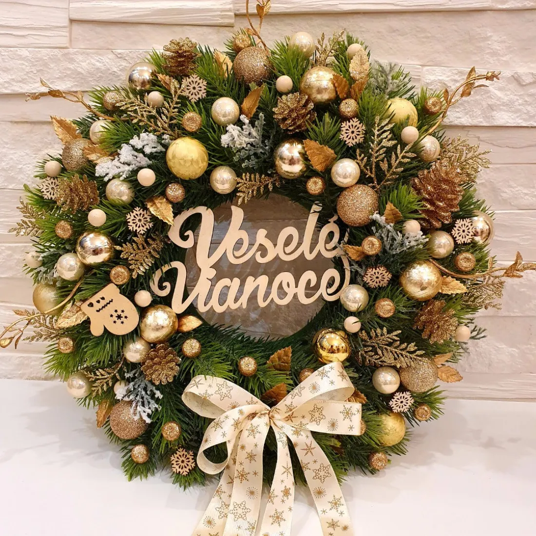 Adventní věnec, zlatý 35 cm