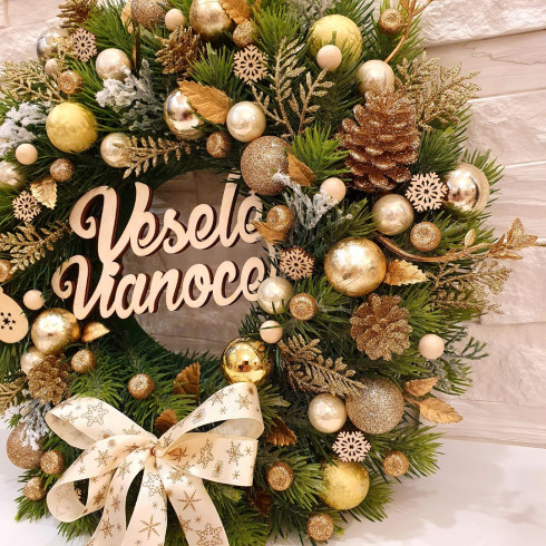 Adventní věnec, zlatý 35 cm