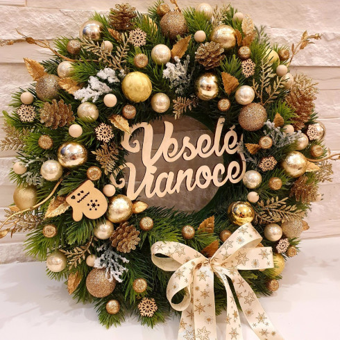 Adventní věnec, zlatý 35 cm