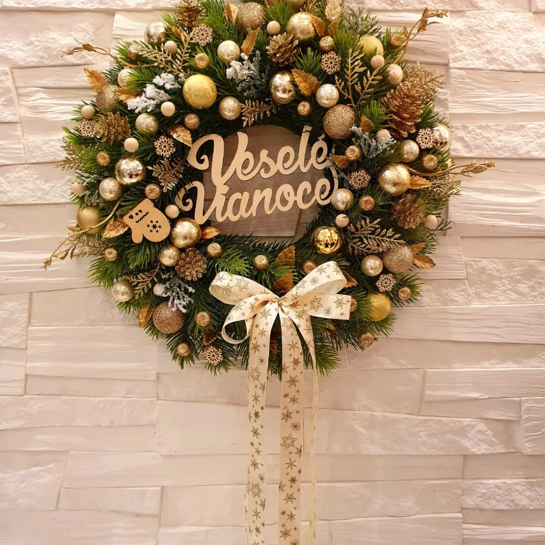 Adventní věnec, zlatý 35 cm