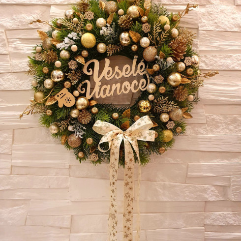 Adventní věnec, zlatý 35 cm