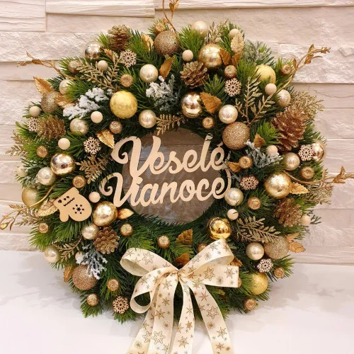 Adventní věnec, zlatý 35 cm