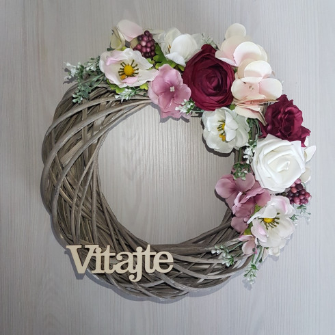 Celoroční květinový věnec na dveře - 30 cm