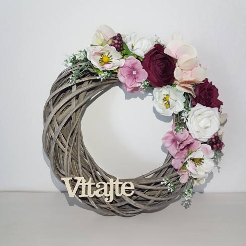 Celoroční květinový věnec na dveře - 30 cm