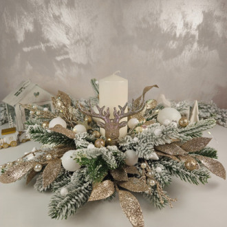 Luxusný vianočný svietnik s LED svetielkom 48 cm Champagne 