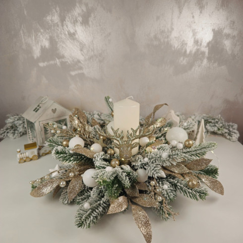 Luxusný vianočný svietnik s LED svetielkom 48 cm Champagne 