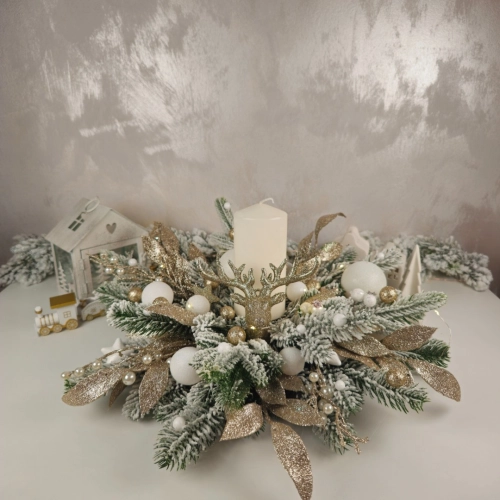 Luxusný vianočný svietnik s LED svetielkom 48 cm Champagne 