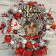 Vianočný veniec na dvere - červeno strieborný 28 cm