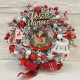 Vánoční věnec na dveře - červeno stříbrný 28 cm