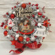 Vánoční věnec na dveře - červeno stříbrný 28 cm
