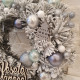 Vánoční věnec na dveře - šedo tyrkysový 28 cm