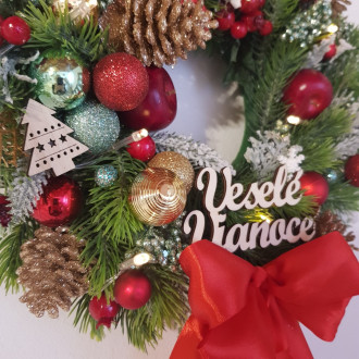 Vianočný veniec s LED osvetlením - 35 cm