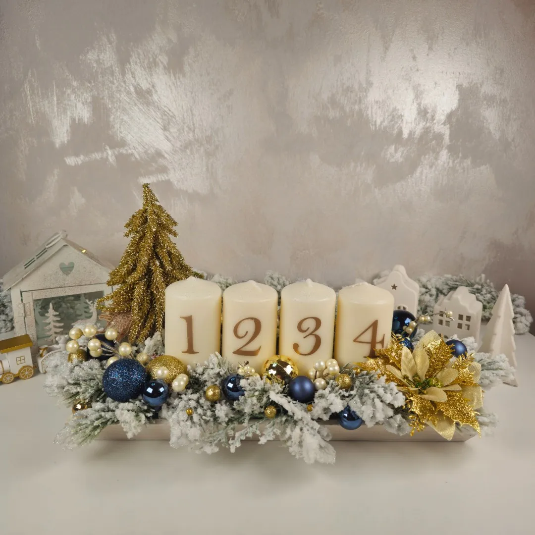 Vianočný veniec - štóla, kráľovská modrá 39 cm