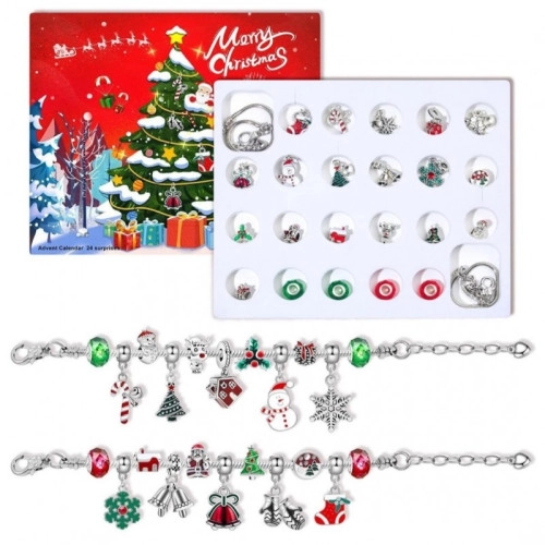 Adventný kalendár so šperkami, 2 náramky + prívesky