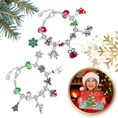 Adventný kalendár so šperkami, 2 náramky + prívesky