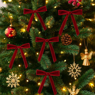 Červená vánoční dekorativní mašle 18x13 cm, 12ks