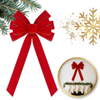 Červená vánoční dekorativní mašle, 50x27 cm