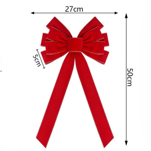 Červená vánoční dekorativní mašle, 50x27 cm