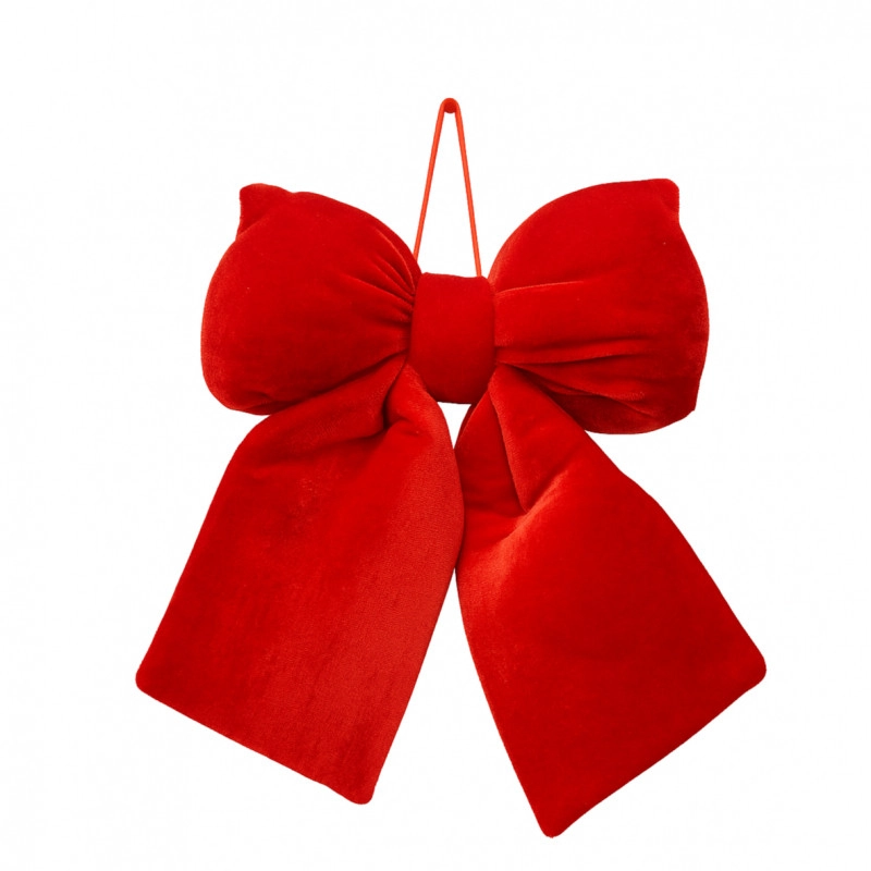 Červená zamatová vianočná mašľa, 20 × 20 cm