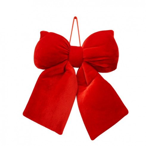 Červená sametová vánoční mašle, 20 × 20 cm