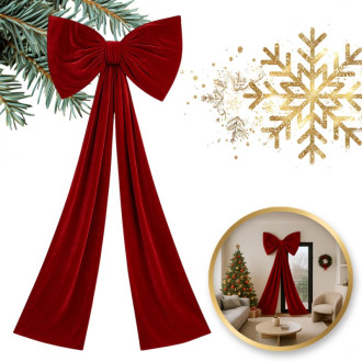 Červená zamatová vianočná mašľa, 200x75 cm