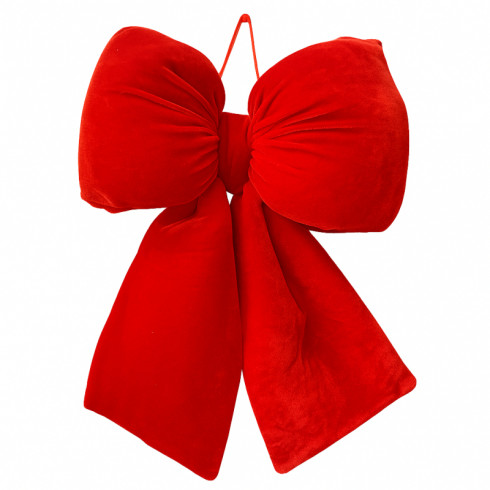 Červená zamatová vianočná mašľa, 33 × 29 cm