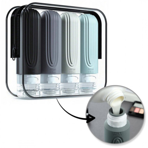 Cestovné silikónové fľaše na kozmetiku 4v1, 90ml