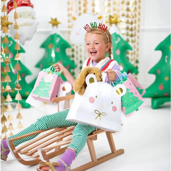 Pungă cadou cu brad de Crăciun 14x20,5x8 cm