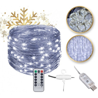 Dekoratívny svetelný záves 3 × 3 m 300 LED, studená biela