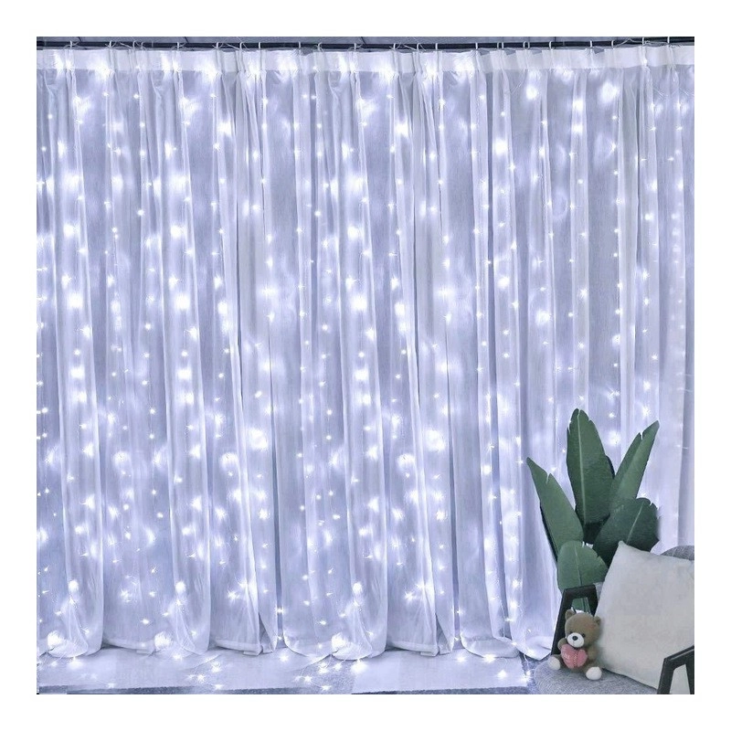 Dekoratívny svetelný záves 3 × 3 m 300 LED, studená biela