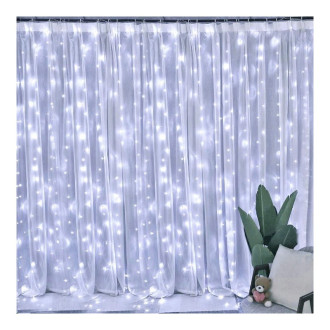Dekoratívny svetelný záves 3 × 3 m 300 LED, studená biela