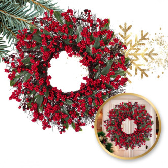 Dekoratívny vianočný veniec na dvere, priemer 55 cm