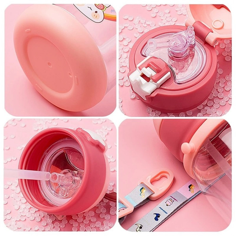 Dětská láhev na vodu s brčkem 600 ml - fialová