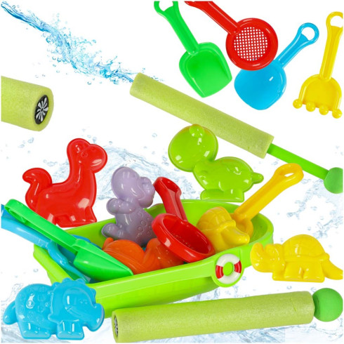 Detská loďka s hračkami na piesok a vodná pištoľ, 12ks