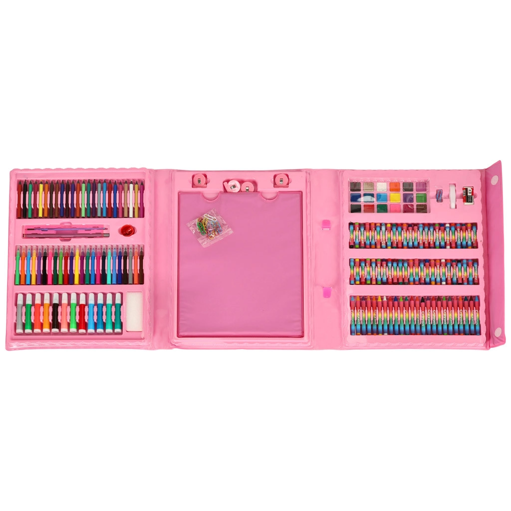 Dětská výtvarná sada v kufříku 208 ks, růžová