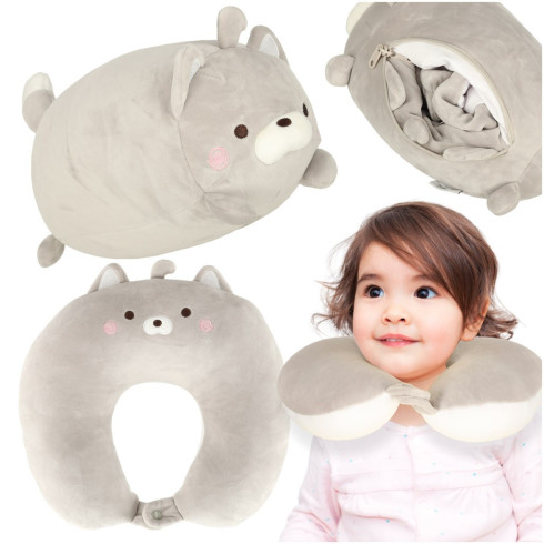 Dětský ergonomický cestovní polštář 2v1 - kočka