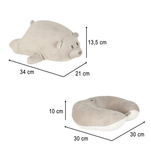 Dětský ergonomický cestovní polštář 2v1 - medvěd