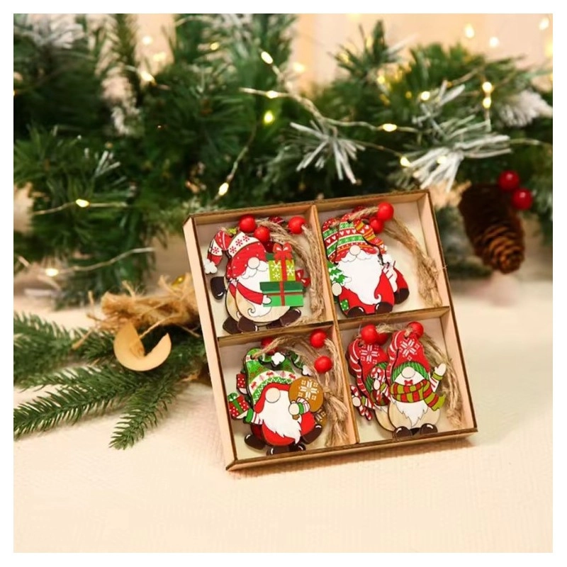 Drevené vianočné ozdoby Škriatkovia, 12 ks