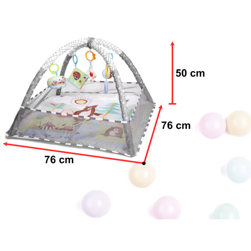 Edukačná podložka s bazénikom a loptičkami - šedá