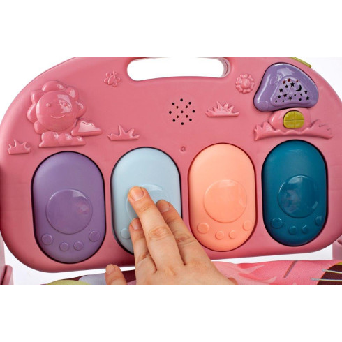 Edukačná podložka s klavírom a hrkálkami -  ružová